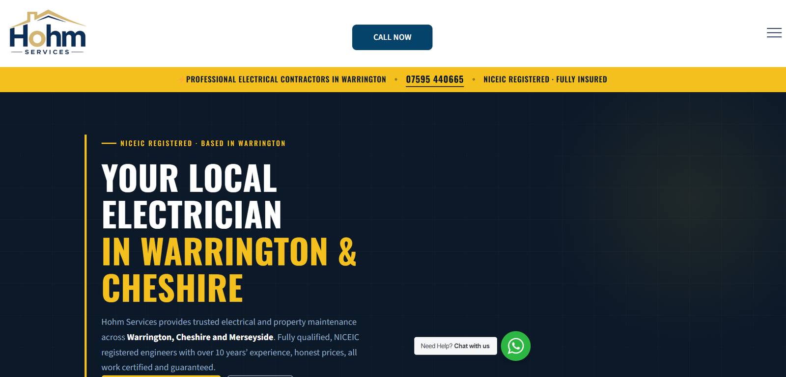 Hohm Services website